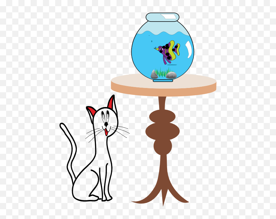 White Cat And Fish Clipart - Hungry Cat Transparent Background Emoji,Cat Fish Clipart