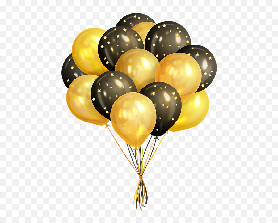 Download Gold And Black Balloons Vector - Full Size Png Gold Balloons Png Vector Emoji,Gold Balloons Png