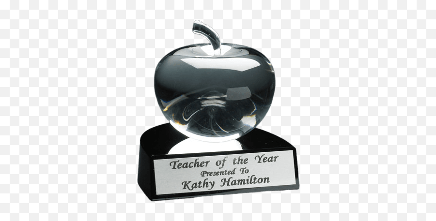 Crystal Apple Teaching Award On Black Base Emoji,Teacher Apple Png