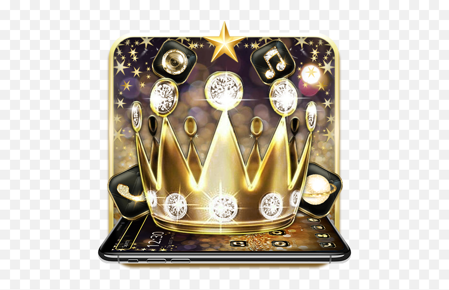 Golden Glitter Diamond Crown Theme Apk 113 - Download Apk Emoji,Diamond Crown Png