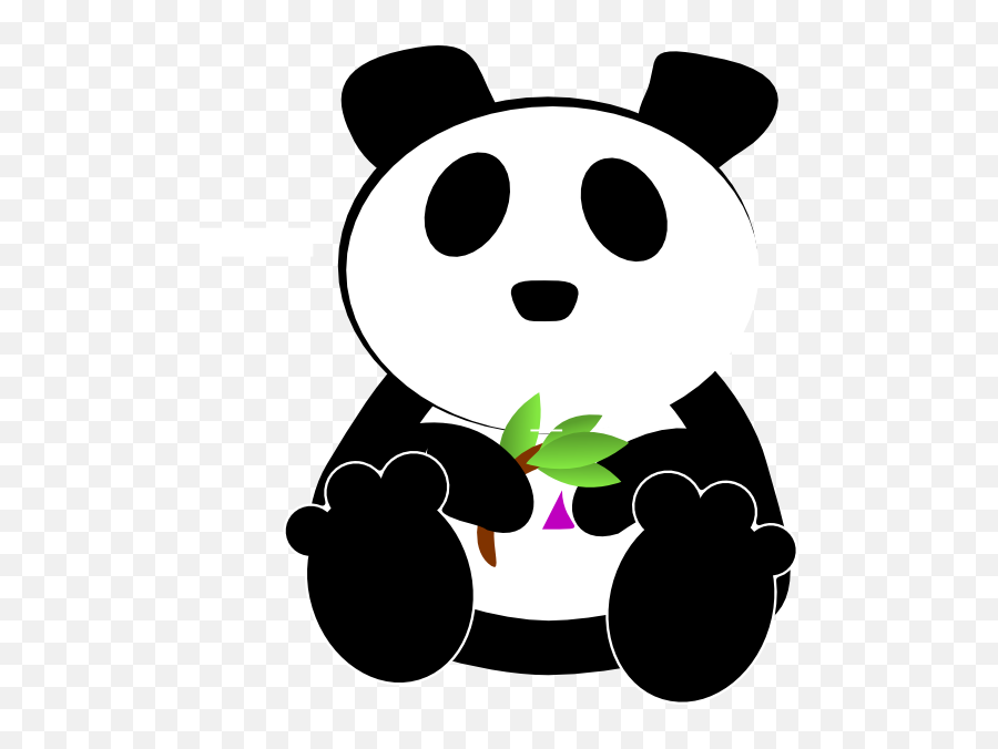 Bamboo Eating Cosmic Panda Clip Art At Clkercom - Vector Endangered Animals Black And White Clipart Emoji,Bamboo Clipart