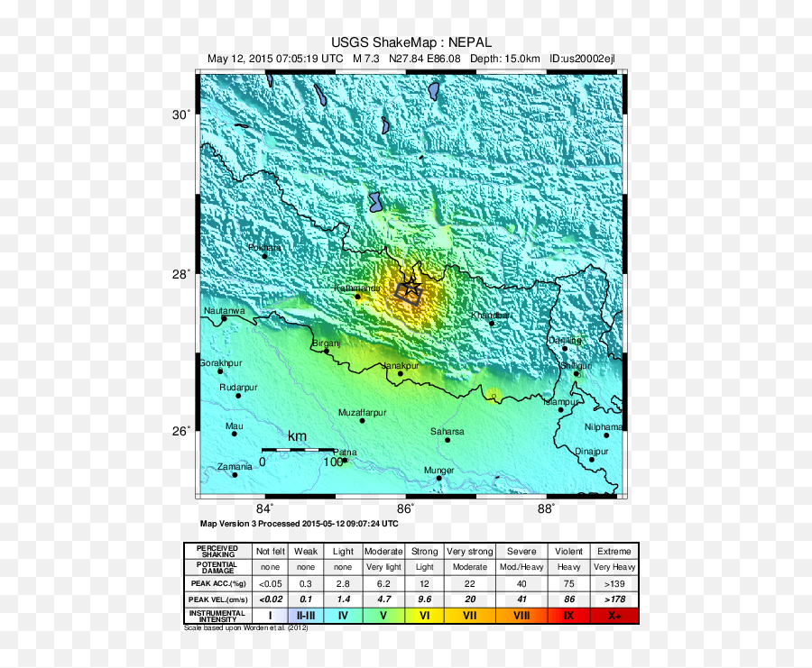 May 2015 Nepal Earthquake Shakemap Version 3png - Kamchatka Russia 1952 Earthquake Intensity Map Emoji,Usgs Logo