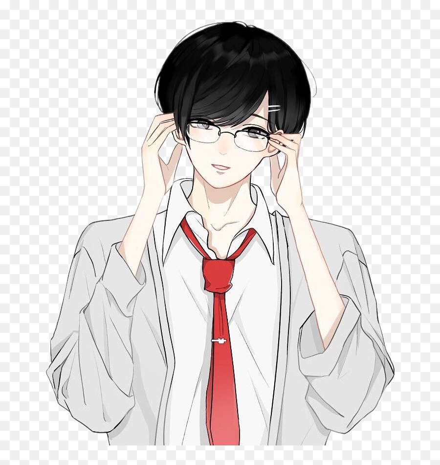 Anime Art Boy Glasses Sticker - Anime Boy With Glasses Emoji,Anime Glasses Png