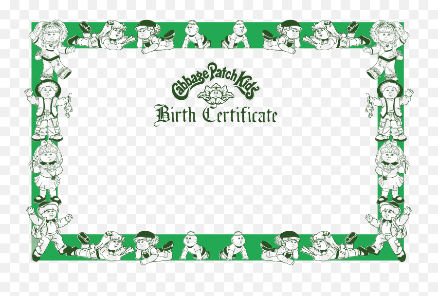 Cabbage Patch Kids Adoption Papers - Cabbage Patch Birth Certificate Template Emoji,Cabbage Patch Kids Logo