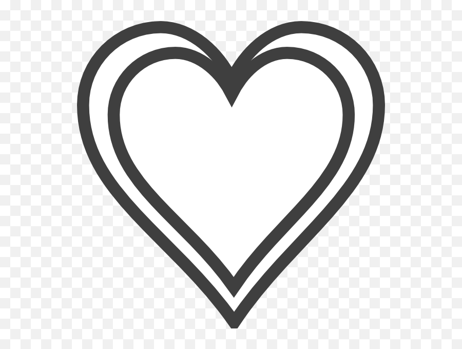 Library Of Curly Heart Image Black And White Library Png - Clipart Double Heart Outline Emoji,Heart Clipart Black And White