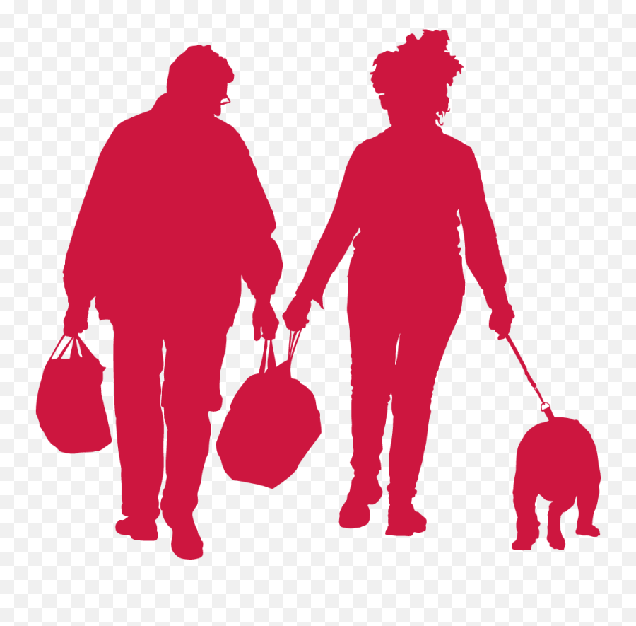 Middle Aged Couple With Dog - Silhouette Market Full Size Emoji,Couple Walking Png