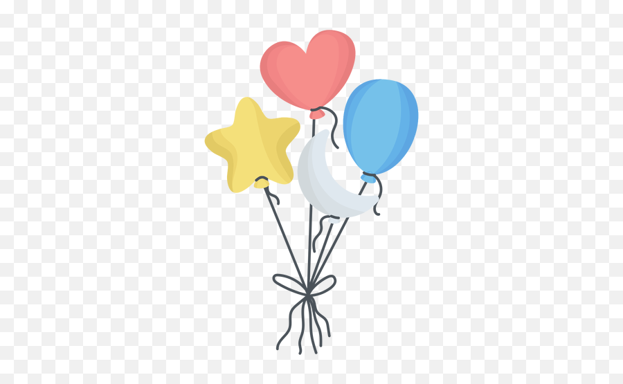 Balloon String Star Heart Crescent Flat - Imagenes De Corazon Luna Y Estrella Emoji,Globos Png