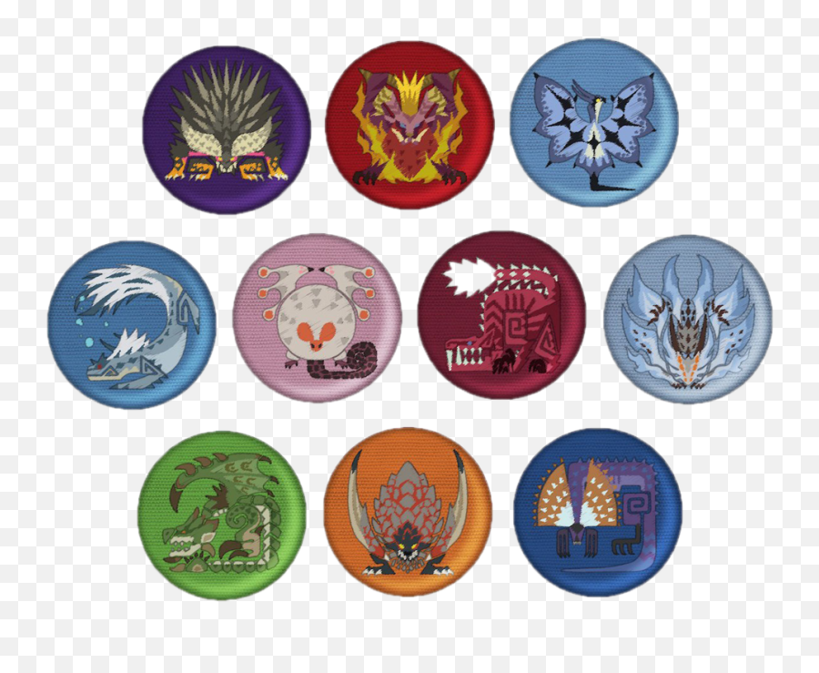 Monster Hunter World Pin Badges Monster Icons Embroidered - Monster Hunter Badges Emoji,Monster Hunter Logo