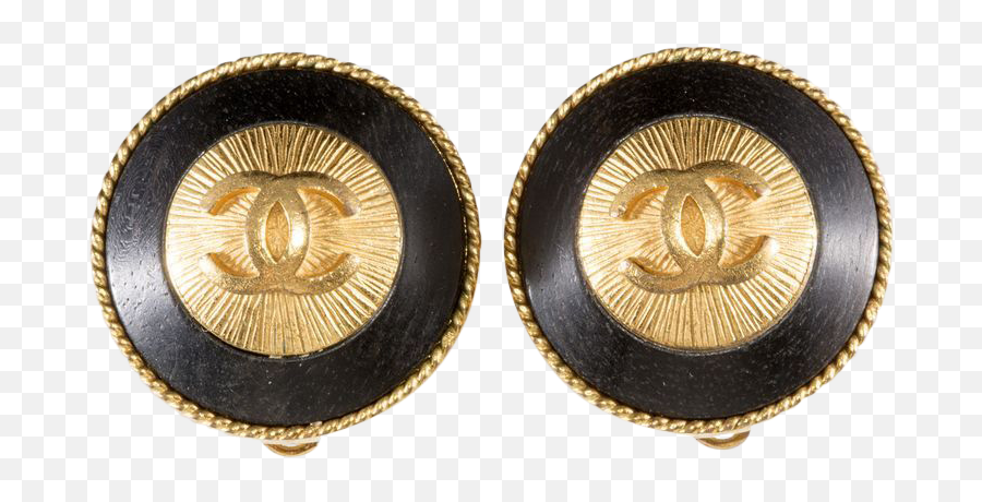Chanel Cc Logo Black Gold Earrings - Solid Emoji,Chanel Cc Logo Earring
