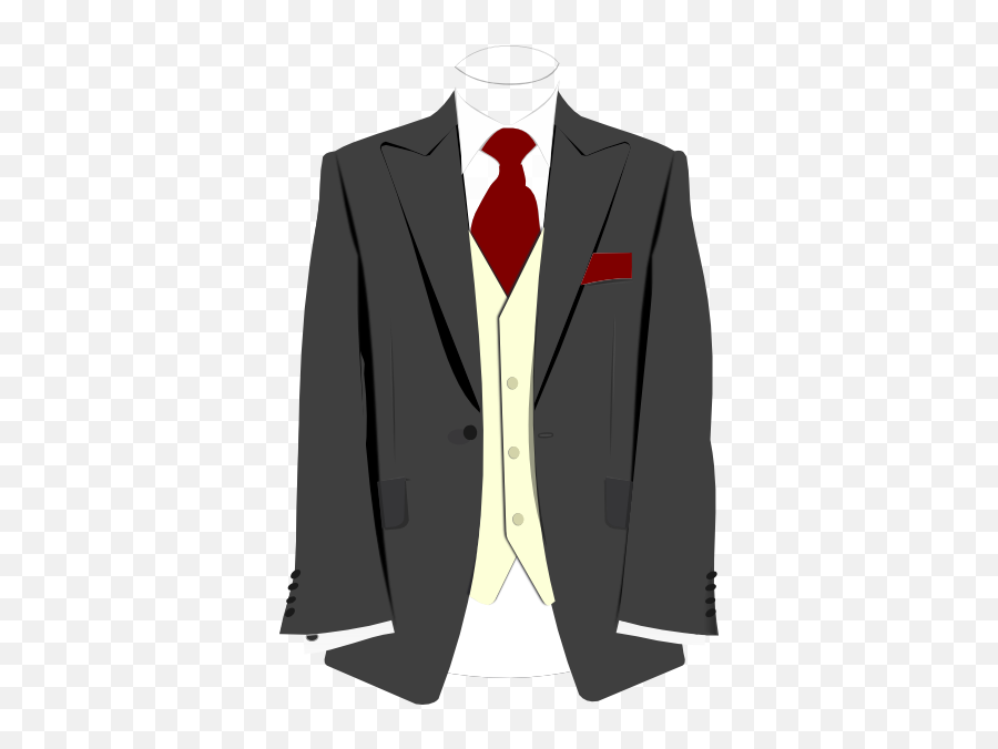 Grey Suit Burgundy Tie Clip Art At - Suit Clipart Emoji,Tie Clipart