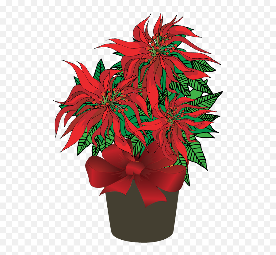 Poinsettia Plant Clip Art - Poinsettia In A Pot Clipart Emoji,Poinsettia Clipart