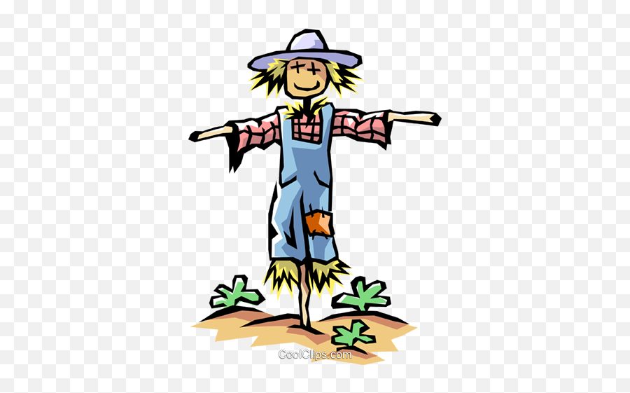 Scarecrow In Field Royalty Free Vector Clip Art Illustration - Scarecrow In Field Clipart Emoji,Royalty Free Clipart