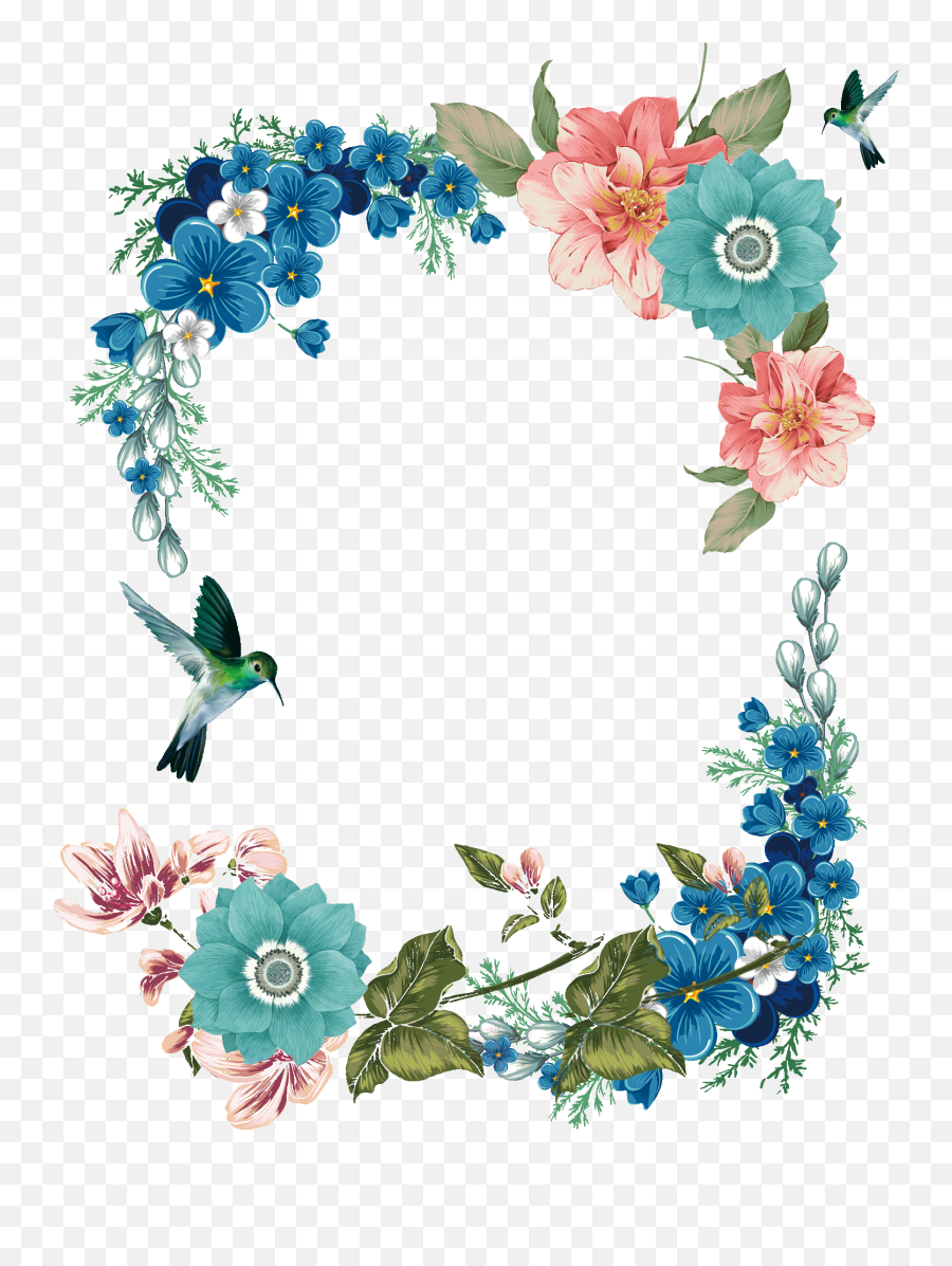Flower Frame Free Png Transparent - Flower Border Png Emoji,Floral Design Png