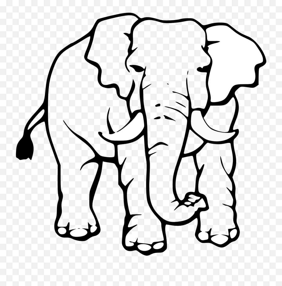 Elephant Clipart Black And White - Endangered Animal Drawings Easy Emoji,Elephant Clipart