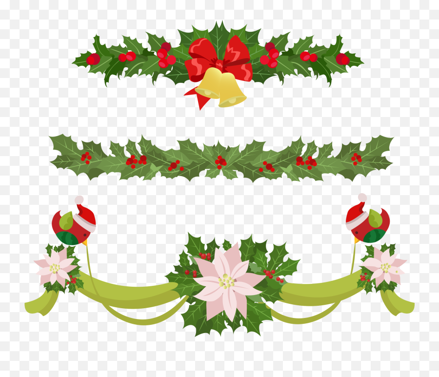 Garland Christmas Euclidean Vector Clip Art - Christmas Bow Emoji,Christmas Holly Garland Clipart