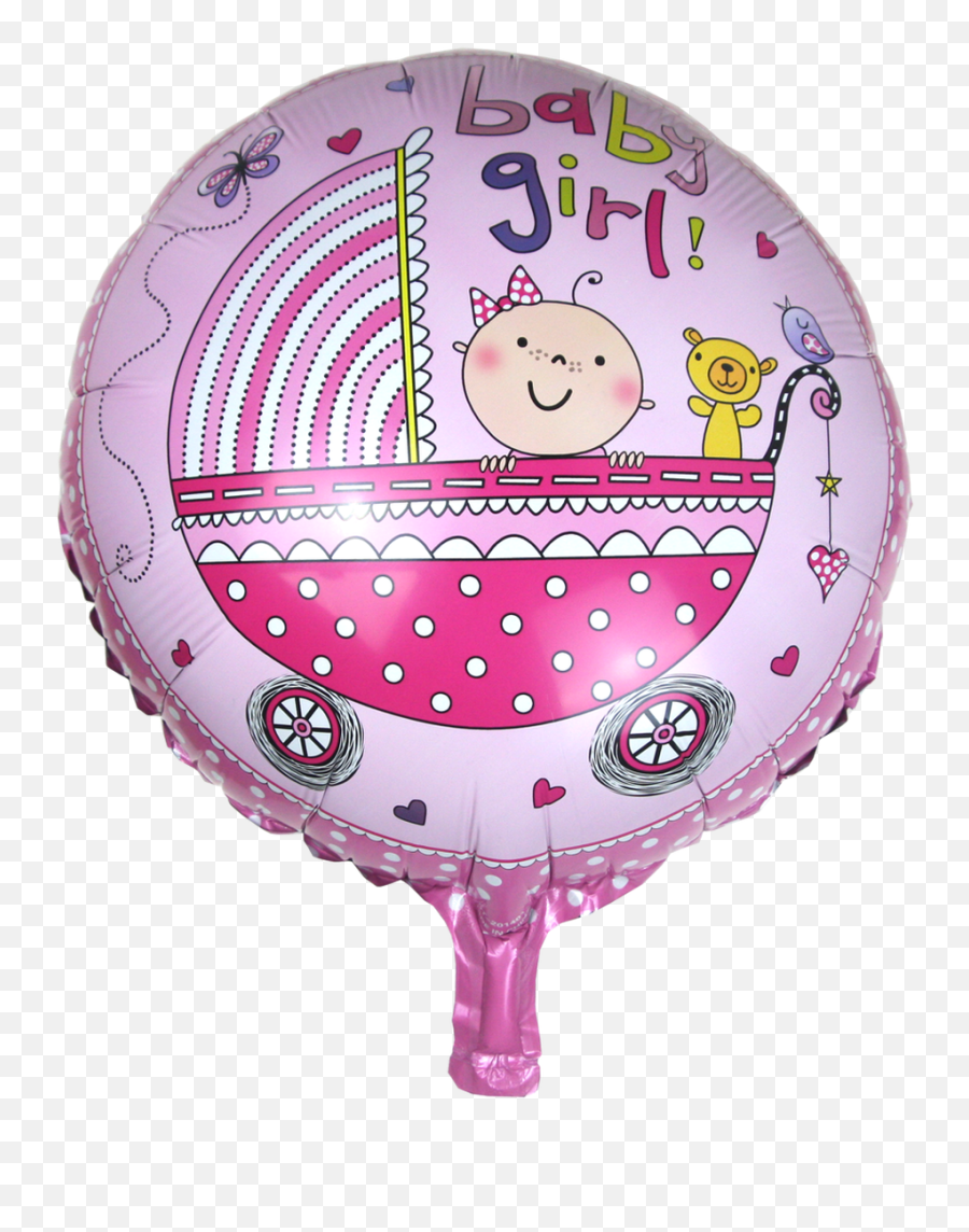 17 Inch Round Baby Girl In Stroller Balloon Pink Emoji,Balloon Emoji Png