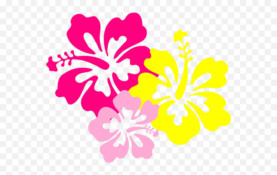 Hibiscus Pink Yellow Clip Art At Clker - Yellow Hibiscus Flower Clipart Emoji,Yellow Clipart