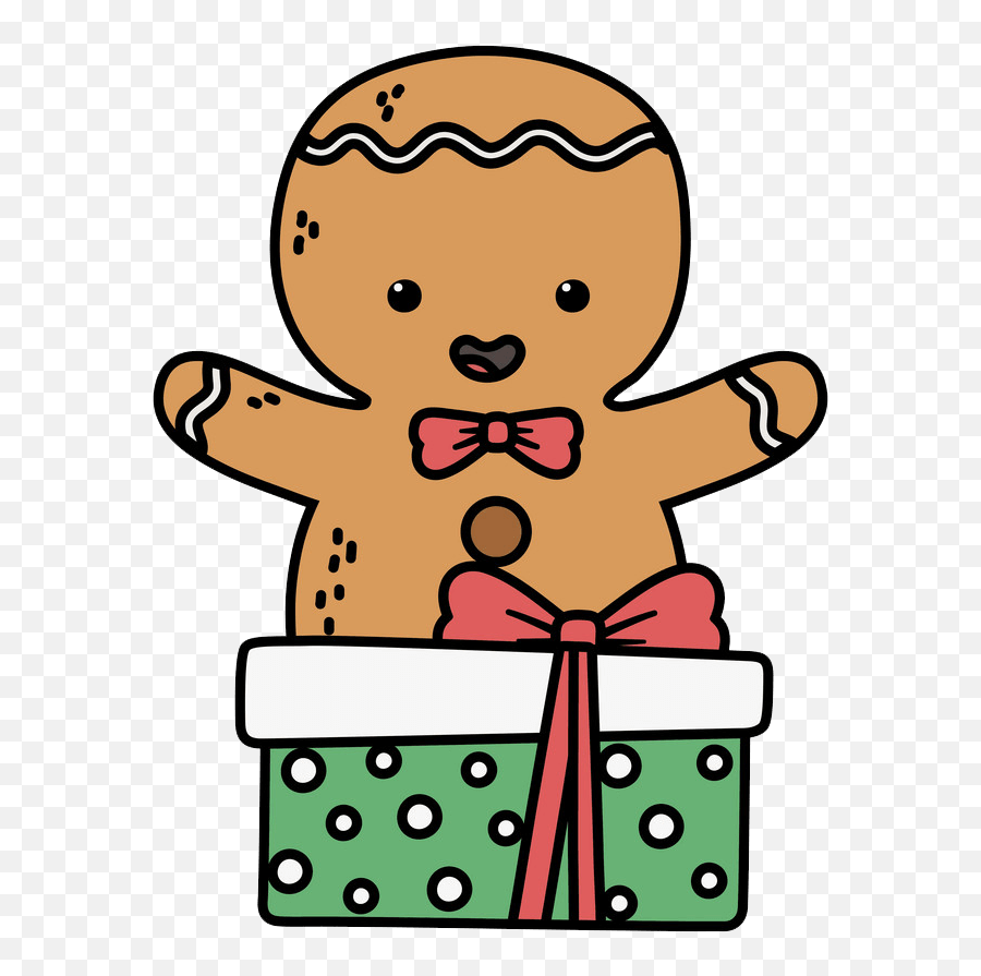 Gingerbread Man With Gift Clipart - Happy Emoji,Gift Clipart