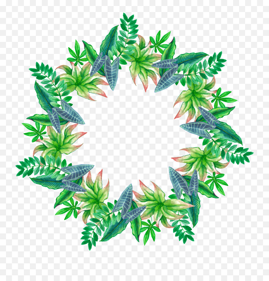 Download Hand Painted Tropical Leaves Stars Ring Png Emoji,Tropical Leaves Png