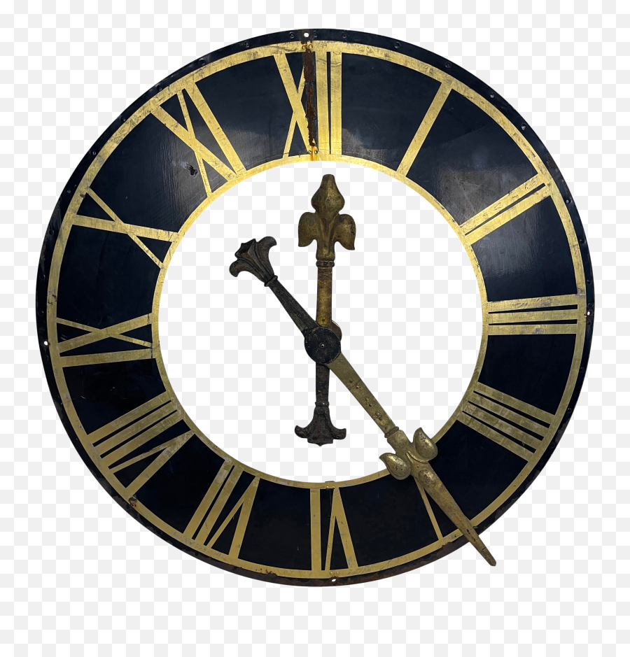 19th Century Black Church Clock Face With Gilt Roman Numerals And Hands Emoji,Clock Face Transparent