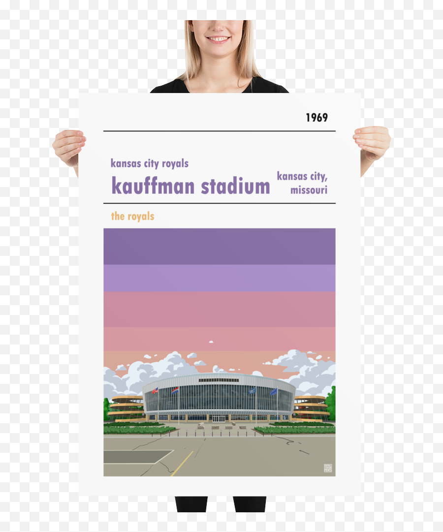 Retro Look Kauffman Stadium Kansas City Royals Print - Poster Emoji,Kansas City Royals Logo