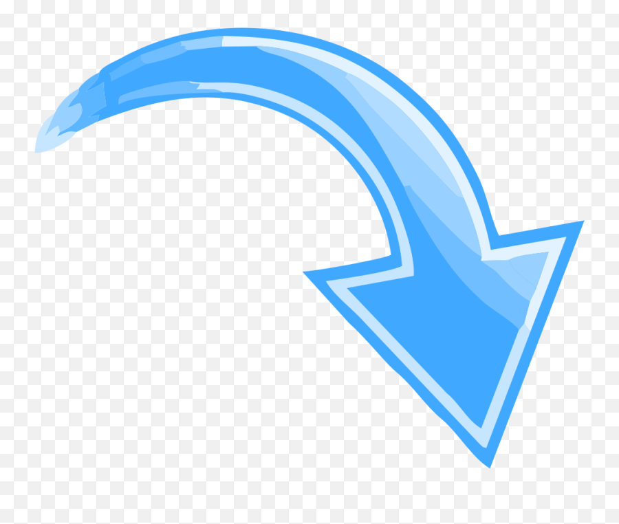 Download Blue Curved Arrow Transparent Pointing Down Right - Transparent Arrow Curved Down Emoji,Arrow Transparent