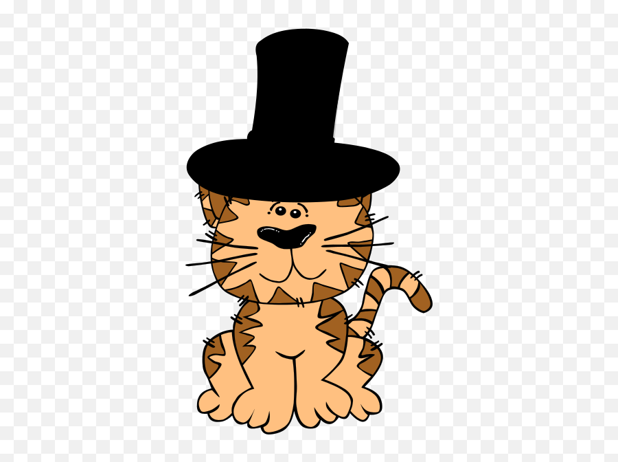 Cat In A Hat Clip Art At Clker - Cat Image Cartoon Clear Emoji,Clipart - Cat