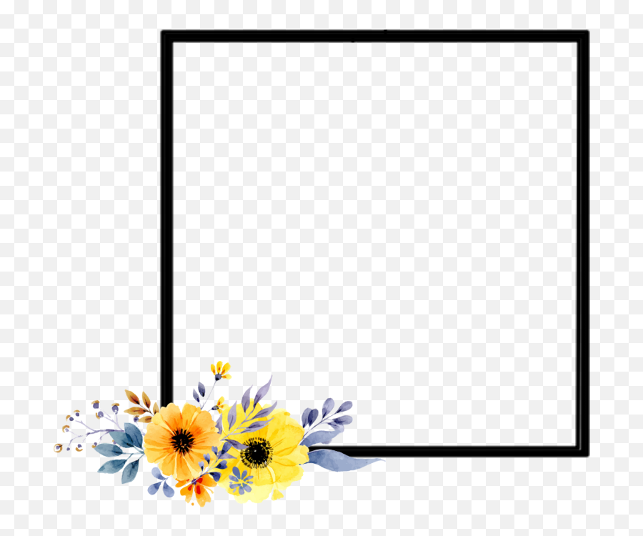 Frame Flowers Border Yellow Black Plants Artsy - Wedding Yellow Flowers Png Emoji,Sunflower Border Clipart