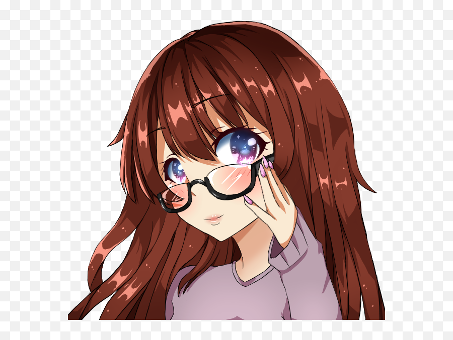 Anime Girl With Glasses Purple Eyes - Anime Girl With Glasses Emoji,Anime Glasses Png