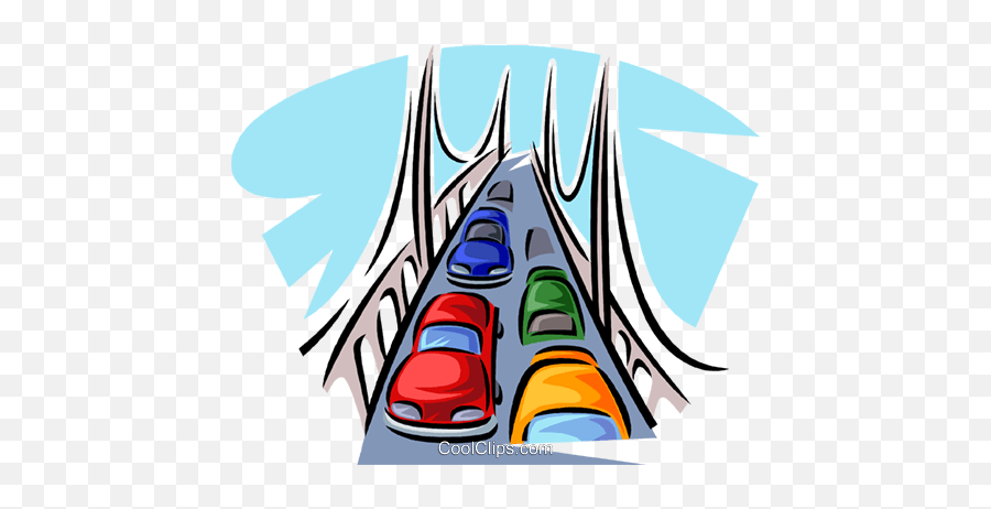 Download Hd Automobiles On A Bridge Royalty Free Vector Clip - Driving Over The Bridge Clipart Emoji,Royalty Free Clipart