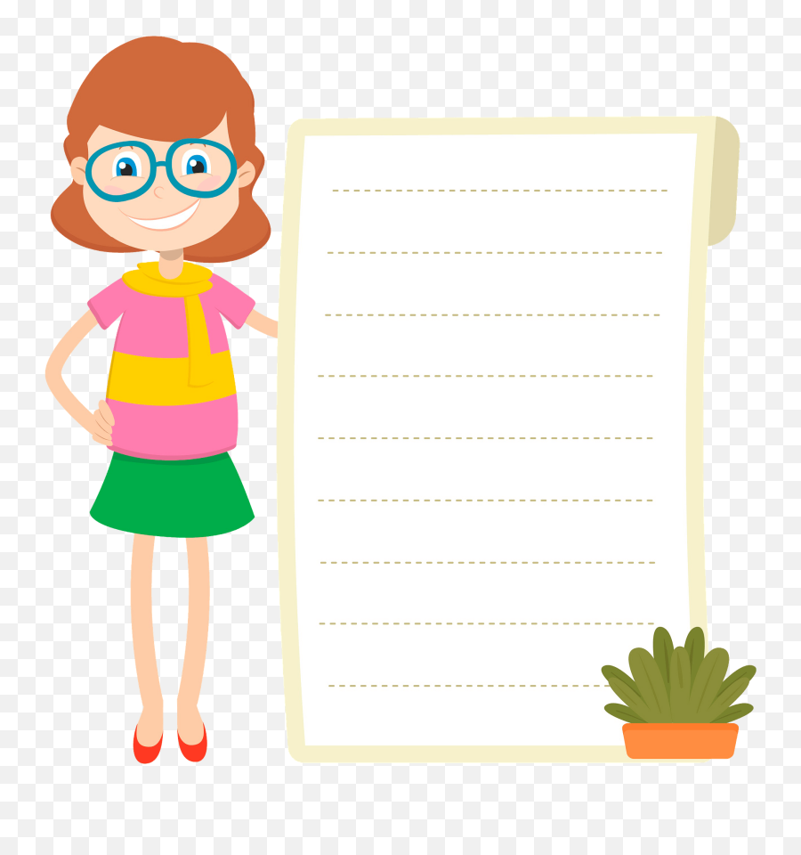 Teacher With A Notebook Clipart - Clipart Notebook With Girl Emoji,Notebook Clipart