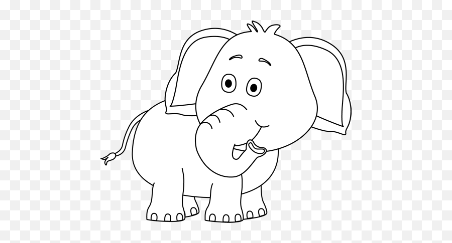 Elephant Clip Art - Elephant Cartoon Clipart Black And White Png Emoji,Elephant Clipart