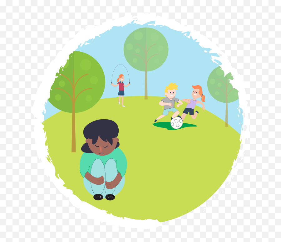 Girl Sitting Down Looking Sad While Other Kids Play - Child Leisure Emoji,Child Clipart