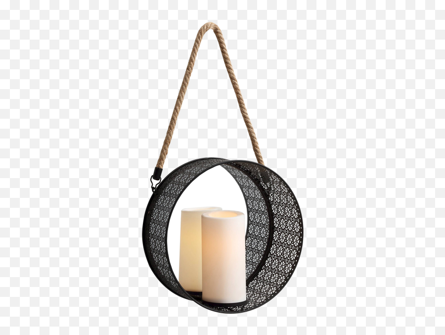 Danya B Round Mirror Pillar Candle Sconce With Filigree Metal Frame And Hanging Rope Emoji,Filigree Border Png