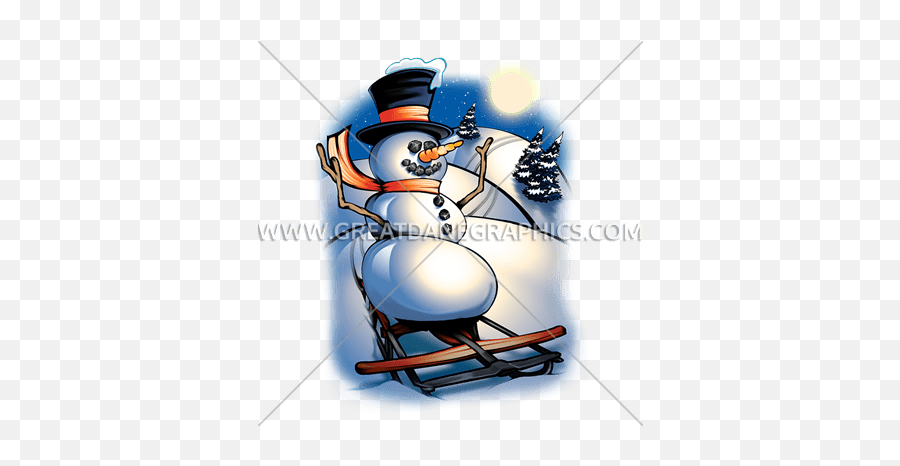 Sledding Frosty Production Ready Artwork For T - Shirt Printing Emoji,Frosty The Snowman Clipart