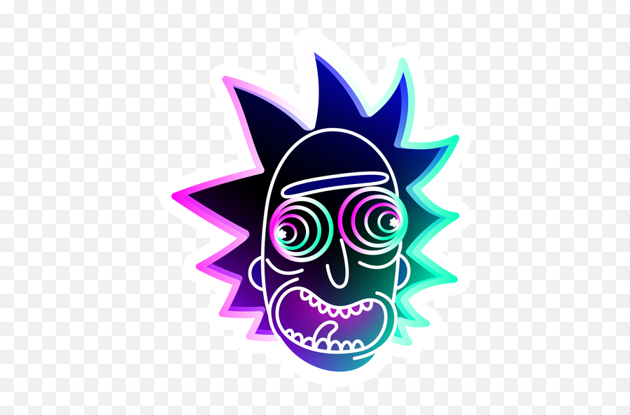 Rick And Morty Neon Rick Sticker - Sticker Mania Emoji,Rick And Morty Transparent Background