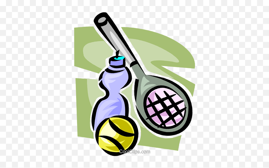 Tennis Racket Ball And Water Bottle Royalty Free Vector Emoji,Tennis Racquet Clipart
