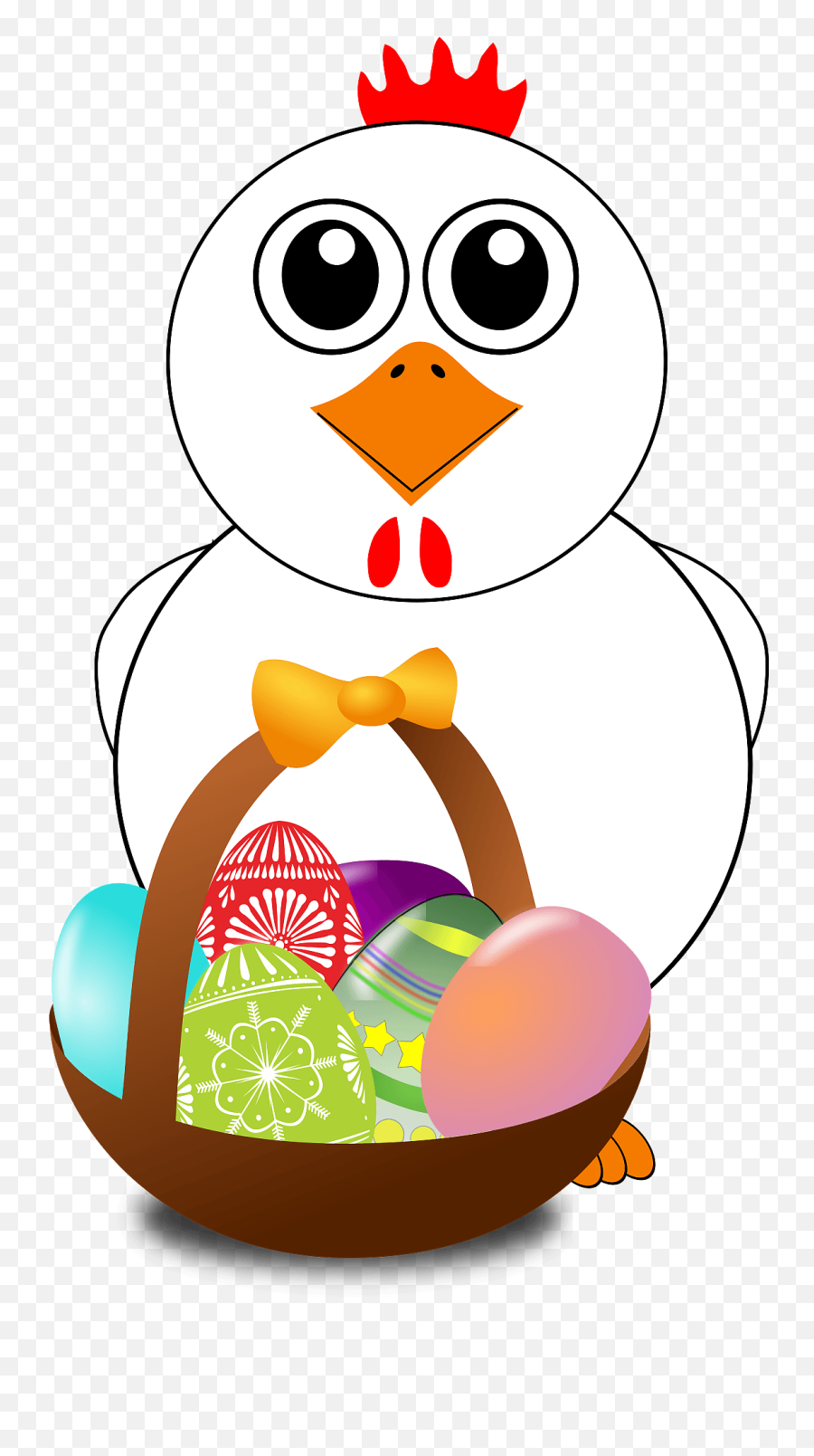 Funny Chicken With A Basket Full Of Easter Eggs Clipart - Hen Easter Eggs Clipart Png Emoji,Easter Eggs Clipart