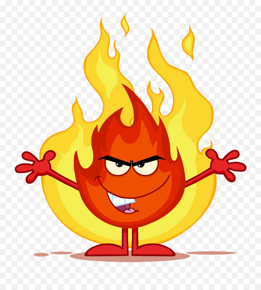 Cartoon Fire Clipart Transparent - Clipart World Evil Fire Cartoon Character Emoji,Flame Clipart