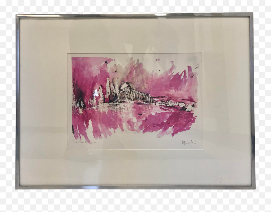 Abstract Watercolor Of The Temple At Athens - Picture Frame Emoji,Pink Watercolor Png