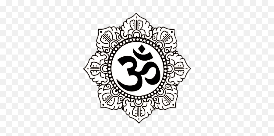 Om Mantra In Designed Lotus Flower - Om With White Background Emoji,Lotus Flower Transparent Background