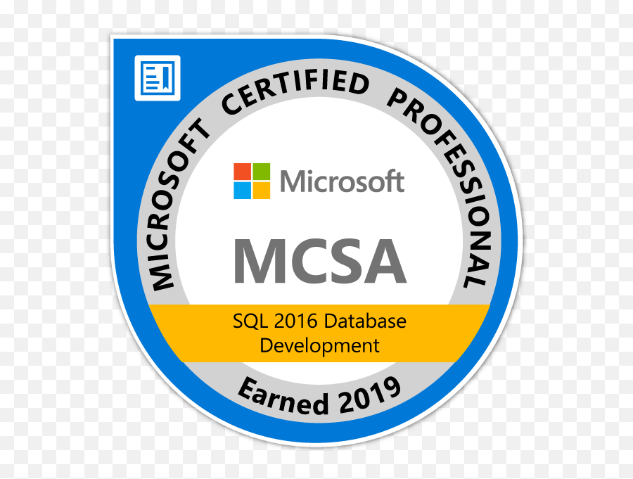 Mcsa Sql 2016 Database Development - Certified 2019 Acclaim Museo Para La Identidad Nacional Emoji,Sql Logo