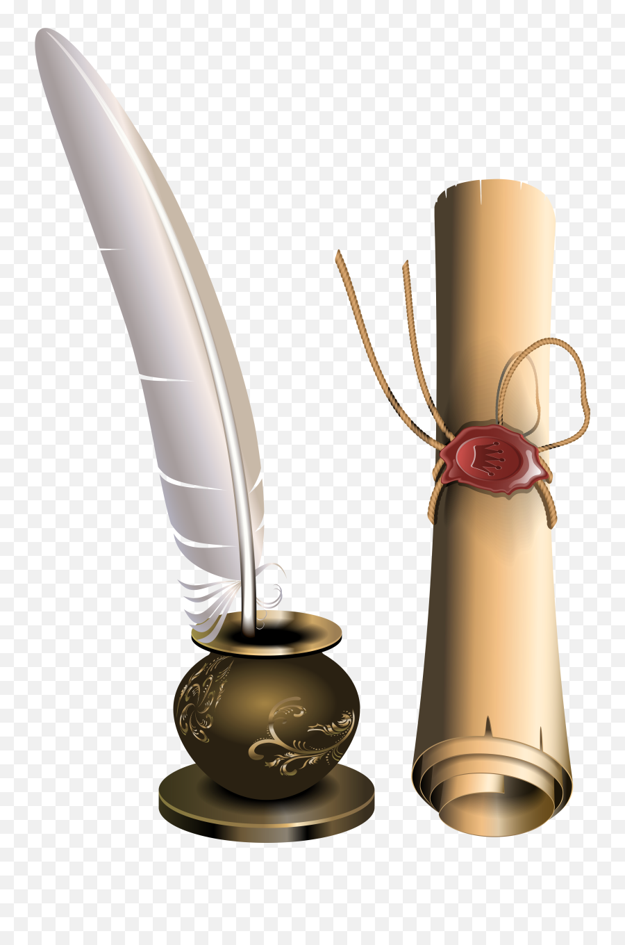 Scroll And Inkwell Png Clip - Ink Feather Png Emoji,Scroll Transparent Background