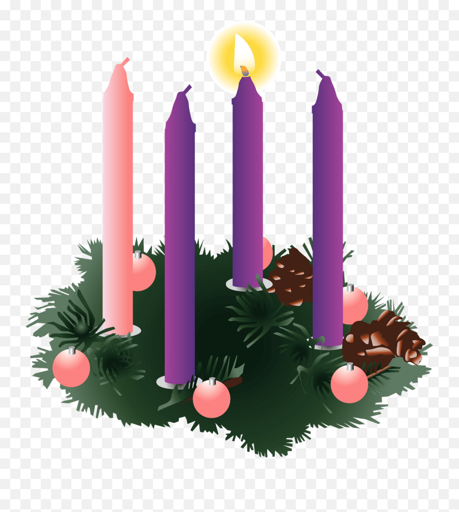 Advent Wreath With Three Candles Lit - Advent Candles Transparent Emoji,Advent Wreath Clipart