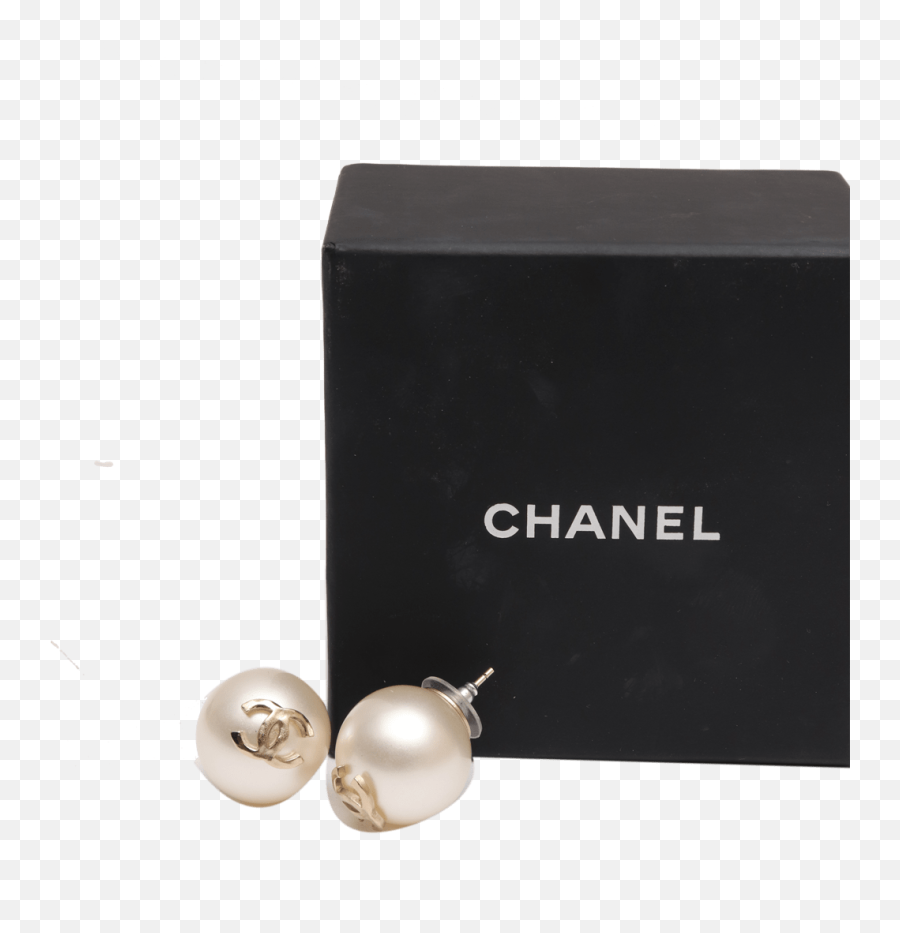 Authentic Chanel Pearl Cc Earrings Emoji,Chanel Cc Logo Earring