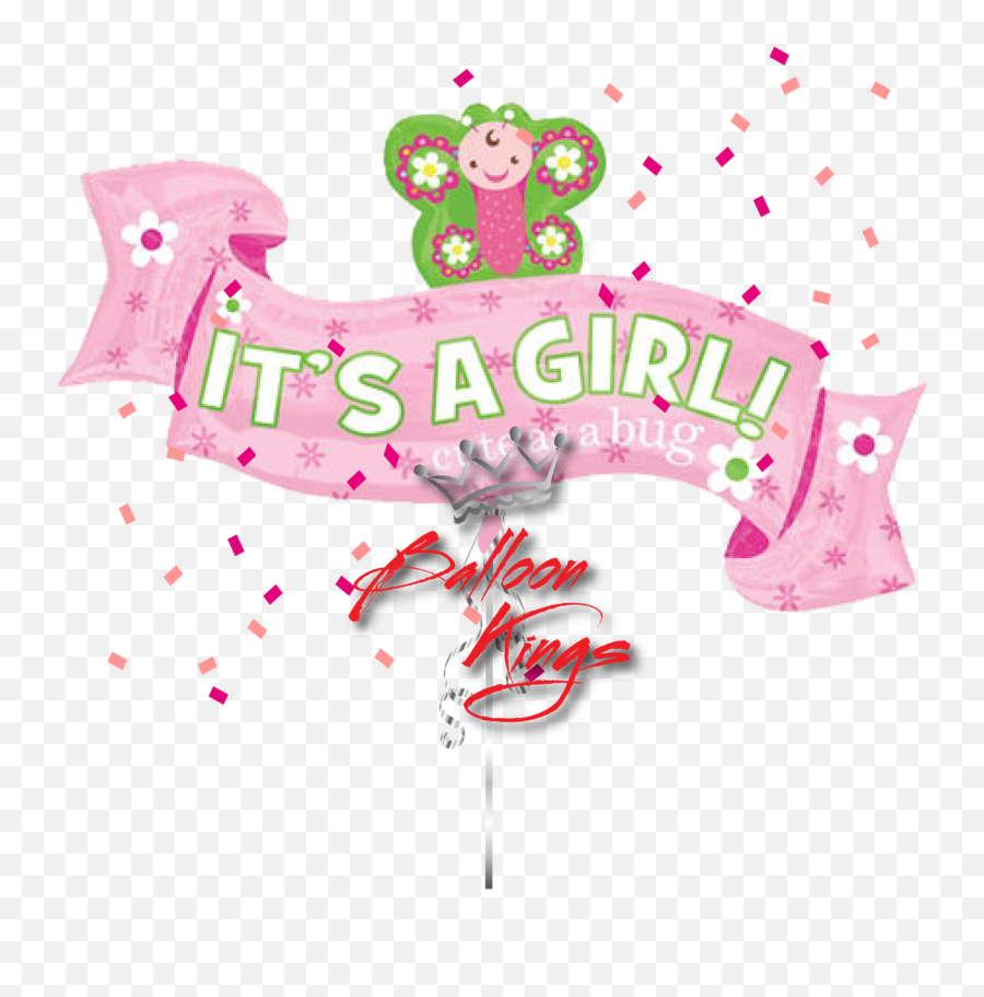Its A Girl Butterfly Ribbon - Foil Balloon Its A Girl Super Shape Emoji,Its A Girl Png