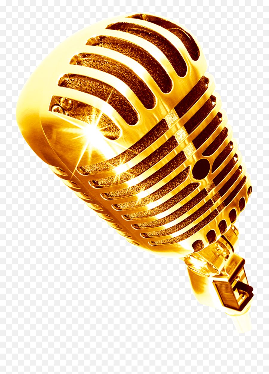 Microphone - Golden Microphone Microphone Png Download Transparent Background Glitter Microphone Clipart Emoji,Microphone Png