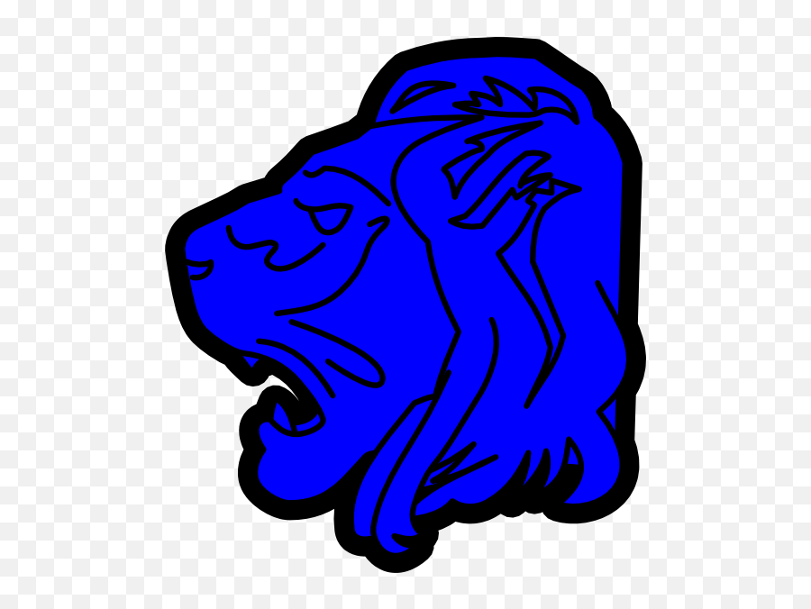 Lion Head Blue Clip Art At Clker - Clip Art Emoji,Lion Head Clipart