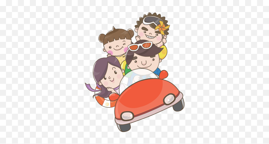 Girls Road Trip Clip Art - Family Trip Cartoon Png Emoji,Road Trip Clipart