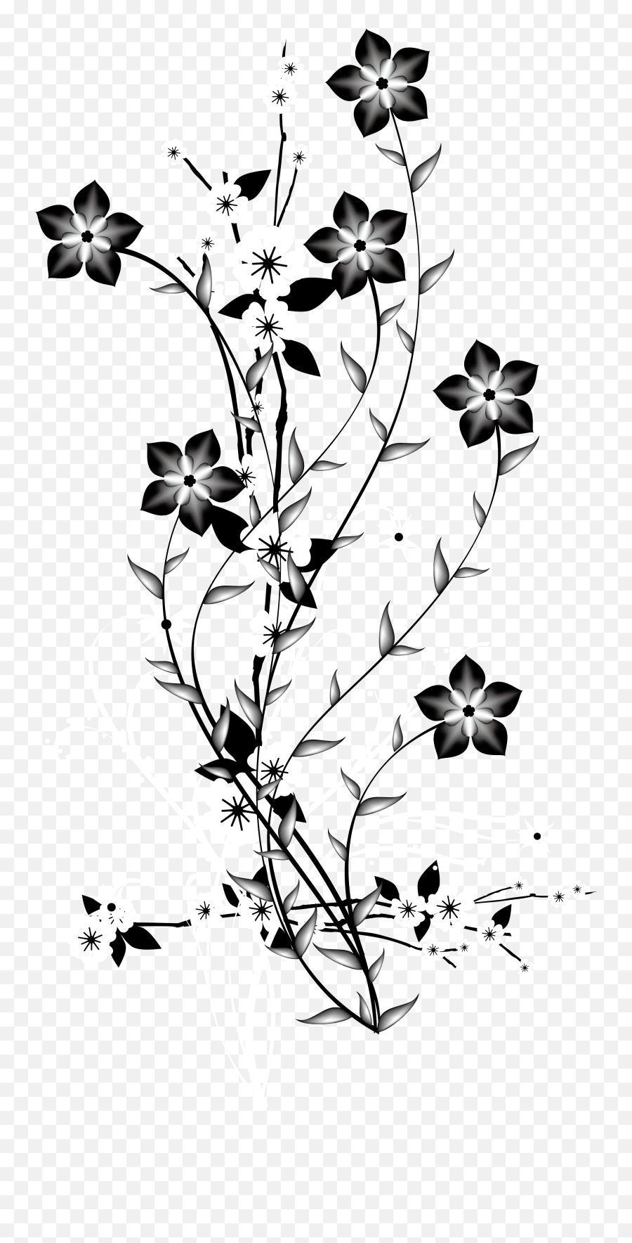 Black Floral Png - China Japan Euclidean Decorative Transparent Background Black Flower Png Emoji,White Flowers Png